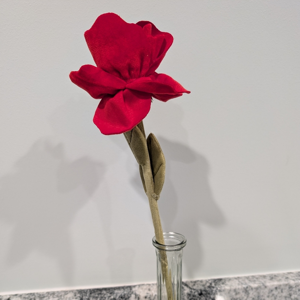 CJ Hendry Elegant Red Rose Fabric Flower Accent Art